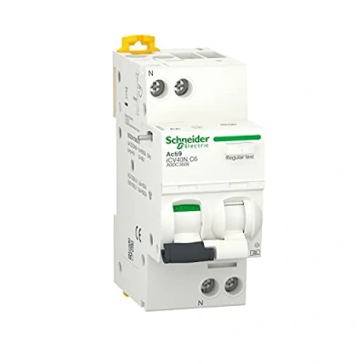 Afbeelding van Schneider aardlekautomaat overstroombeveiliging acti9 icv40 1p n 16a c curve 6000a 30ma type a si ip20 din rail wit a9df3616