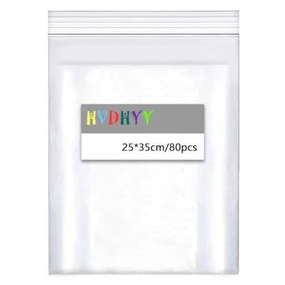 Afbeelding van HVDHYY 25 x 35 cm A4 plastic zakken 80 stuks, hersluitbare doorzichtige zakken, verdikking verzegelde opbergtas geschikt voor opslag en classificatie van huishoudelijke keuken diversen kleding