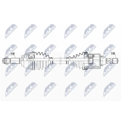 Afbeelding van NTY NPW NS 090 Aandrijfas Vooras links 684mm NISSAN: Juke (F15) 1.6 DIG T NISMO RS, T, 2010 2014