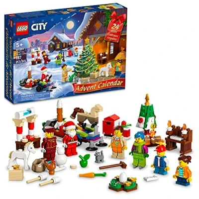 Afbeelding van LEGO City 2022 Adventskalender 60352 bouwspeelgoedset voor kinderen, jongens en meisjes vanaf 5 jaar; inclusief een stadsspeelmat tv personages (287 stuks)