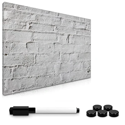 Afbeelding van Navaris magnetisch memobord met accessoires 40 x 60 cm Uitwisbaar whiteboard marker en magneten Witte muur ontwerp magneetbord