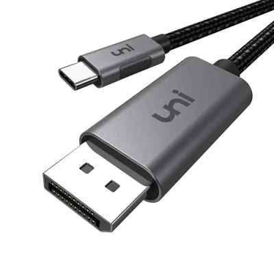 Afbeelding van uni USB C Displayport kabel (4K@60Hz, 2K@165Hz), Type Thunderbolt 3/4 naar DP ondersteunt MST, Freesync.1m nylon &amp; aluminium behuizing. Voor MacBook Pro/Air, iPad Pro 2022/2021 M1/2, XPS enz. 1m