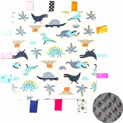 Afbeelding van Eyands Baby Tag Deken, Katoen en Pluche Zachte Taggy Leuke Deken met Tags, GEEN Crinkle Sound Mooie Label