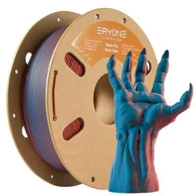 Afbeelding van ERYONE mat PLA 3D printerfilament, 1,75 mm, maatnauwkeurigheid +/ 0,03 1 kg, spoel, tweekleurig PLA, blauwgroen en gebrand oranje