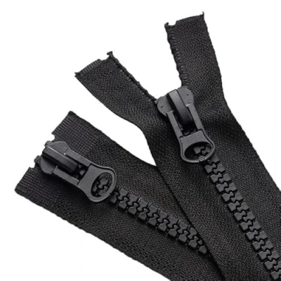 Afbeelding van 2 STKS #8 110 cm Twee weg Scheiden Ritsen (Open end Rits) voor Naaien Jassen Jas Ritssluiting, Zwart Gegoten Hars Bulk