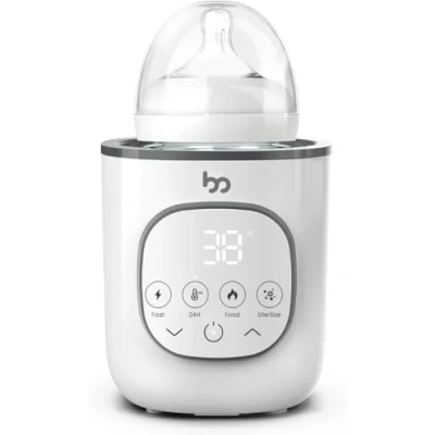 Afbeelding van babyflessenwarmer voor snel en gelijkmatig verwarmen van moedermelk of melkvoeding, 8 in 1 multifunctionele met temperatuurregeling uitschakelbeveiliging alle babyflessen