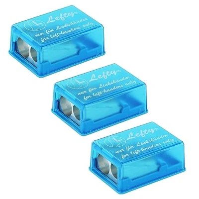 Afbeelding van KUM AZ105.34.16 B Dubbele puntenslijper Lefty, 3 stuks, blauw, met doosje