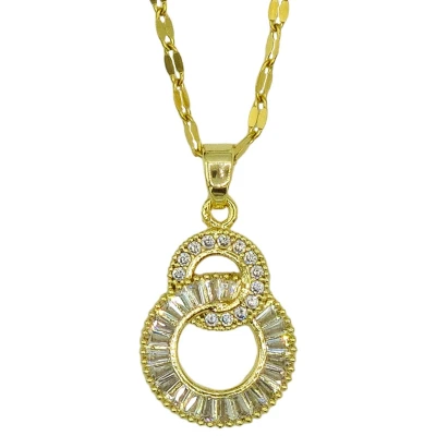 Afbeelding van Schlepers SL003 Collier met gevlochten ringen hanger Goud verguld staal 40 + 6 cm Incl. garantie &amp; verpakking