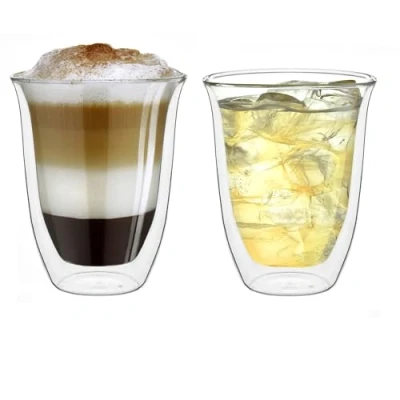 Afbeelding van Creano dubbelwandige glazen &quot;DG V&quot;, set van 2, grote thermoglas, dubbelwandig, borosilicaatglas, koffieglazen, theeglazen, latteglazen,