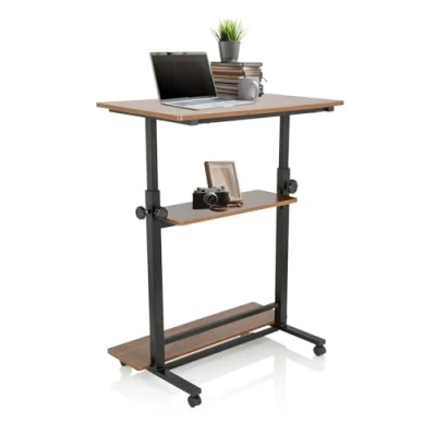 Afbeelding van WORKSTATION II 80x50 Zit sta bureau Zwart / Walnoot