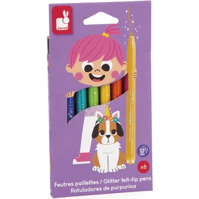 Afbeelding van Janod viltstiften glitter 8st