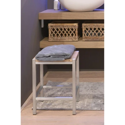 Afbeelding van LoooX Wooden collection kruk 35x30x45 met frame Geborsteld RVS eiken