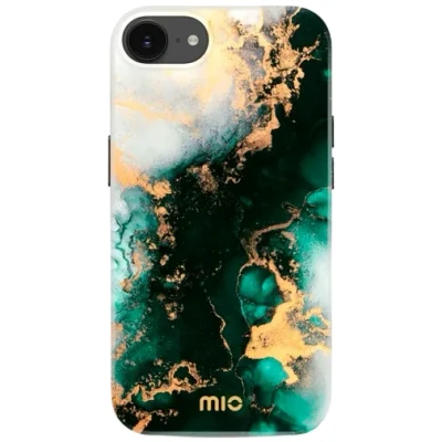 Afbeelding van Mio by Mobilize Hoesje Geschikt voor Apple iPhone 16e MagSafe Telefoonhoesje Hardcase Backcover Draadloos Opladen met Magnetische Ring Case Marble Groen