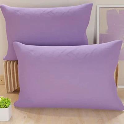 Afbeelding van PETTI Artigiani Italiani Set van 2 kussenslopen 70 x 40 cm, effen lila kussenslopen, 100% hypoallergene microvezel, gemaakt in Italië