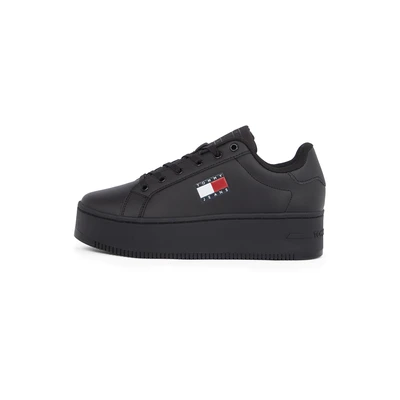 Afbeelding van Tommy Jeans Flatform Sneakers laag, Dames, Maat: 36, Black Leer en textiel