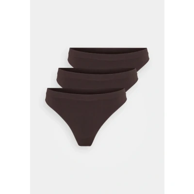 Afbeelding van ONLY Onlvicky Thong 3 PACK String, Dames, Maat: XS/S, Seal brown
