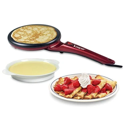 Afbeelding van BEPER BT.710Y Elektrische crêpemaker, 800 W, met Handvat, Antiaanbakplaat, Rood