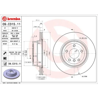 Afbeelding van Brembo Remschijf 09.C315.11