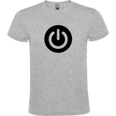 Afbeelding van Grijs T shirt ‘Power Button’ Zwart Maat 4XL