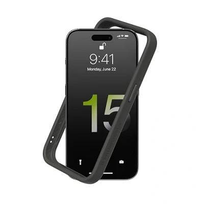 Afbeelding van RhinoShield Bumper Case compatibel met [iPhone 15 Pro] CrashGuard schokdempende beschermhoes in slank design 3,5 meter valbescherming grafiet