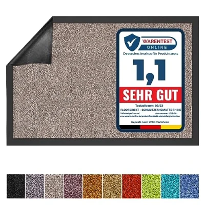 Afbeelding van Floordirekt Schoonloopmat ‘Rhine’ wasbare en effectieve vloermat/vuilvangmat/deurmat met Antislip achterkant Polyamide 135 x 200 cm lichtgrijs