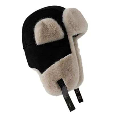 Afbeelding van Ladies Winter Aviator Pilot Cap Earflap Hunting Trapper Hat Ski Snow Hats Faux Fur Ushanka Russian for Men Women