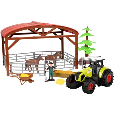 Afbeelding van Toi Toys Ackers ville paardenstal met tractor licht en geluid speelset, 14dlg.