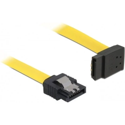 Afbeelding van SATA datakabel recht / haaks naar boven plat SATA600 6 Gbit/s geel 1 meter