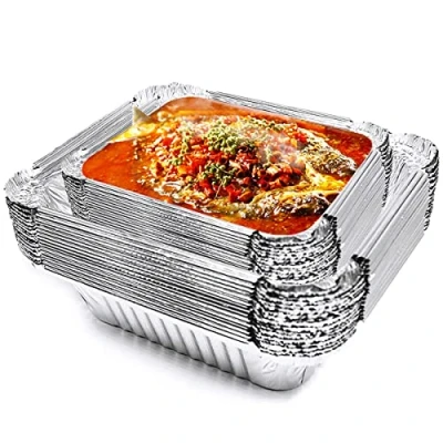 Afbeelding van 50Pcs wegwerpschaal van aluminium,Jicyor duurzaam aluminium Wegwerp bakjes Barbecue druppelschalen grillschaal geschikt voor invriezen bakken braden koken