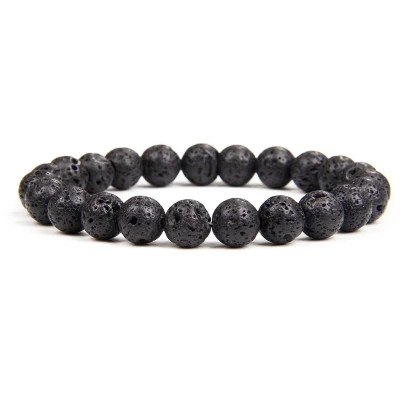 Afbeelding van Bixorp Gems Lavasteen Edelstenen Armband Gepolijste Edelsteen Kralenarmband 20cm