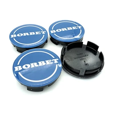 Afbeelding van Borbet naafdoppen, 4 stuks, 56 mm, blauw, velgdoppen, naafdoppen voor het midden