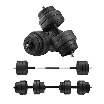 Afbeelding van SONGMICS Halterset,verstelbare kunststof dumbbell set, met aansluitende stalen buis, halters, 30 kg, workout fitness training, 1 paar SYL30HBK