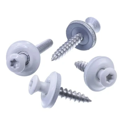 Afbeelding van SECCARO Spenglerschroef 4,5 x 45 mm, RAL 9010 zuiver wit, roestvrij staal A2, EPDM afdichtring 15 TX/binnenzeskant, 100 stuks