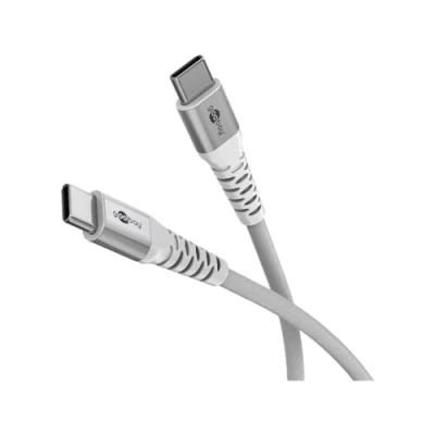 Afbeelding van Goobay USB C (ST ST) 2m Anschlusskabel Textilmantel Weiß