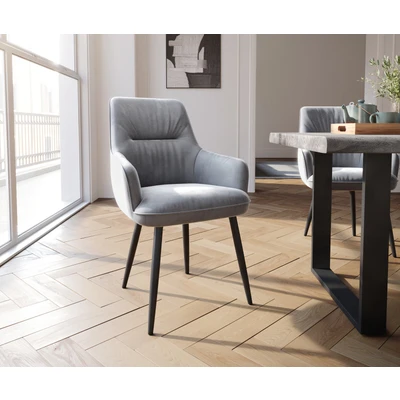 Afbeelding van Armleunstoel Zelia Flex met armleuning 4 poot conisch zwart fluweel grijs