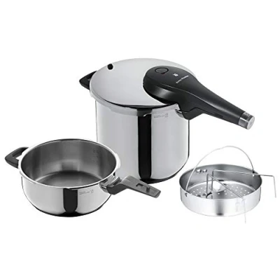 Afbeelding van WMF Perfect Premium printpannenset 3 l en 6,5 van roestvrij staal 18/10 Cromargan Ø 22 cm, stuks, inductiekookpan gas, transtherm bodem, drielaags, incl. mand