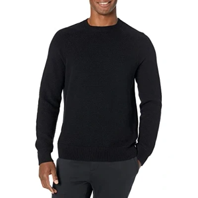 Afbeelding van Amazon Essentials Heren oversized fit getextureerde katoenen trui met ronde hals, zwart, XX Large