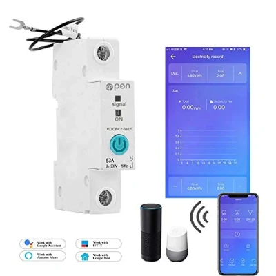 Afbeelding van Ewelink APP 1P 63A Rail Din slimme energiemeter, wifi, energieverbruik, kWh, vermogensschakelaar