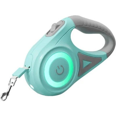 Afbeelding van Rojeco Automatische hondenriem LED 5 m (groen) (Hond, Algemeen), Kraag + Leiband