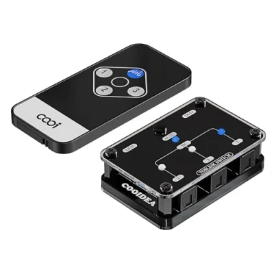 Afbeelding van COOIDEA SPDIF Toslink Automatische switcher 3 in 1 Out, digitale optische schakelaar met draadloze afstandsbediening, ondersteunt 192k/24Bit PCM2.0 DTS Dolby AC3, compatibel TV/Xbox/Blu Ray speler