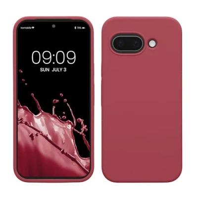 Afbeelding van kwmobile telefoonhoesje geschikt voor Google Pixel 9a Hoesje met siliconen coating Smartphone case in donkerroze