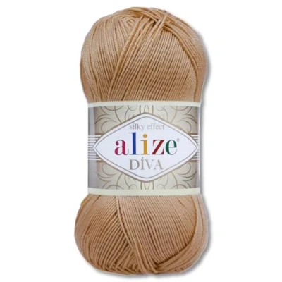 Afbeelding van Frida&#039;s Wollhaus Alize 100 g Diva wol breien haken microvezel 64 kleuren (369 karamel)