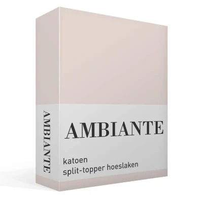 Afbeelding van Ambiante Cotton Uni split topper hoeslaken 2 persoons (140x200 cm) Zand