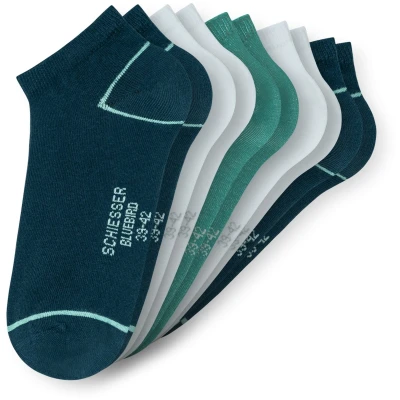 Afbeelding van Schiesser heren bluebird 5P sneakersokken basic blauw &amp; wit