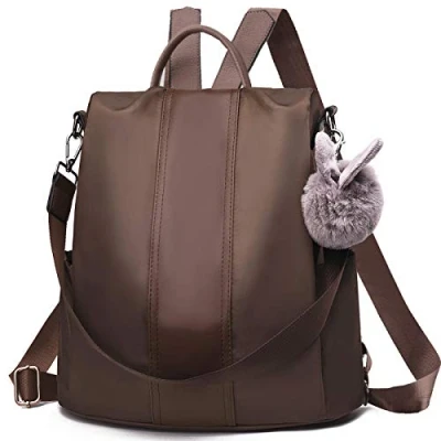 Afbeelding van Charmore Dames Rugzak Waterdichte Nylon Schooltassen Anti diefstal Schoudertassen, Grijs geüpgrated Large, Upgrated Praktisch