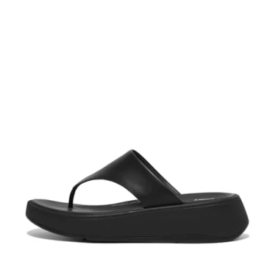 Afbeelding van FitFlop Women F Mode Leather Flatform Toe Post All Black Schoenmaat 36