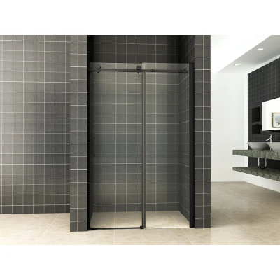Afbeelding van Wiesbaden schuifbare nisdeur 2 d. mat zwart 1100x2000 chr.8mm NANO