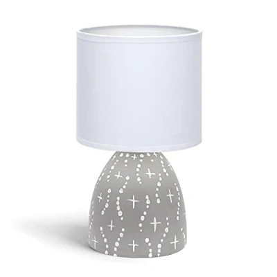 Afbeelding van Tafellamp Keramiek Bedlamp Met schakelaar Grijs H25 cm snoer 1.3 m E14 Lampen niet inbegrepen
