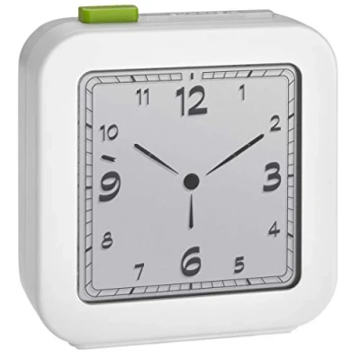 Afbeelding van TFA Dostmann digitale wekker, 60.2556.02, analoog display, zendergestuurde reiswekker, alarm met sluimerfunctie, achtergrondverlichting, wit, (L) 72 x (B) 27 (H) 77 mm