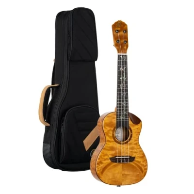 Afbeelding van Ortega RUET QMA Elite Series concert Size Ukulele Quilted Maple elektrisch akoestische ukelele met gigbag
